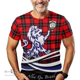 ScotsTee Shop Scottish Ramsay Modern Clan Crest Tartan T Shirt Alba Gu Brath Regal Lion Emblem