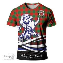ScotsTee Shop Scottish Moncrieff Modern Clan Crest Tartan T Shirt Alba Gu Brath Regal Lion Emblem