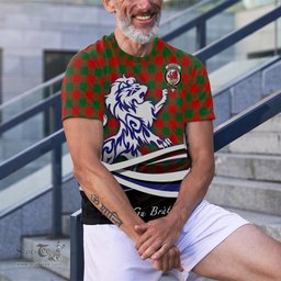 ScotsTee Shop Scottish Moncrieff Modern Clan Crest Tartan T Shirt Alba Gu Brath Regal Lion Emblem