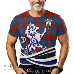 ScotsTee Shop Scottish Mar Clan Crest Tartan T Shirt Alba Gu Brath Regal Lion Emblem