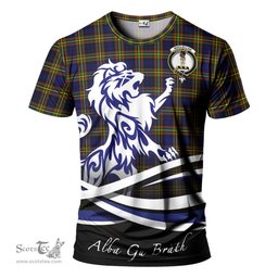 ScotsTee Shop Scottish MacLellan Modern Clan Crest Tartan T Shirt Alba Gu Brath Regal Lion Emblem