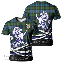 ScotsTee Shop Scottish Newlands of Lauriston Clan Crest Tartan T Shirt Alba Gu Brath Regal Lion Emblem