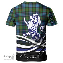 ScotsTee Shop Scottish Newlands of Lauriston Clan Crest Tartan T Shirt Alba Gu Brath Regal Lion Emblem