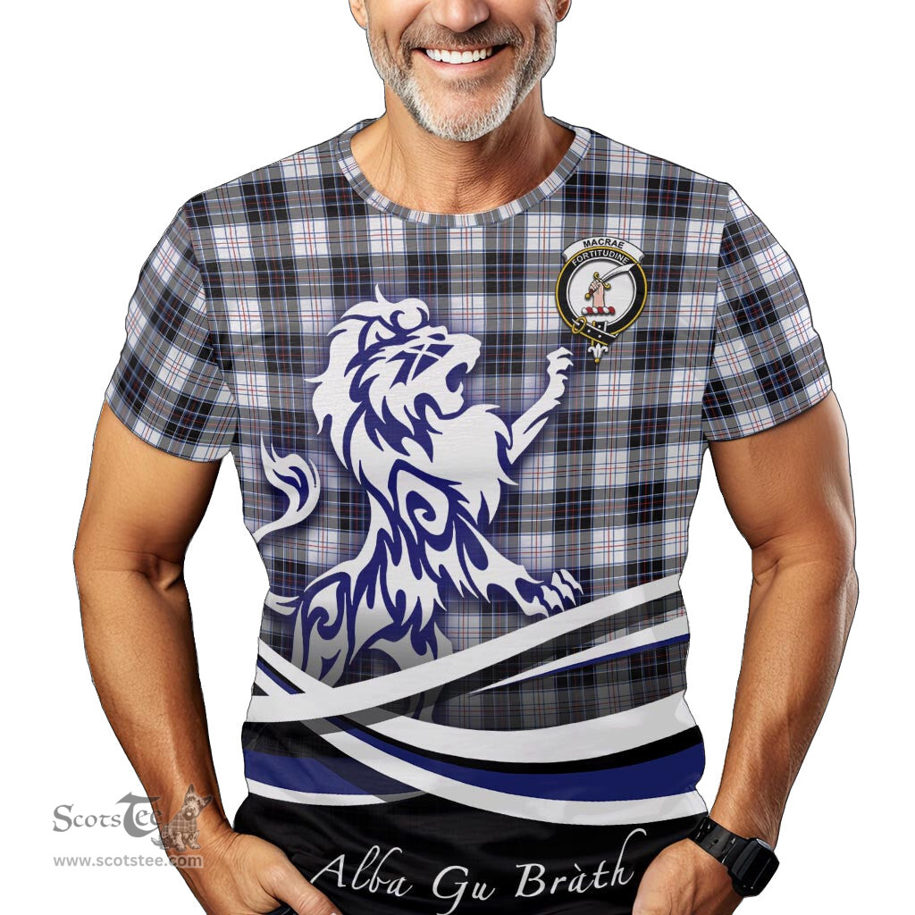 ScotsTee Shop Scottish MacRae Dress Modern Clan Crest Tartan T Shirt Alba Gu Brath Regal Lion Emblem