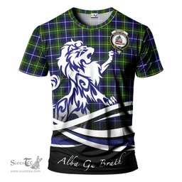ScotsTee Shop Scottish MacNeil of Barra Modern Clan Crest Tartan T Shirt Alba Gu Brath Regal Lion Emblem