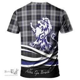 ScotsTee Shop Scottish Menzies Black Dress Clan Crest Tartan T Shirt Alba Gu Brath Regal Lion Emblem