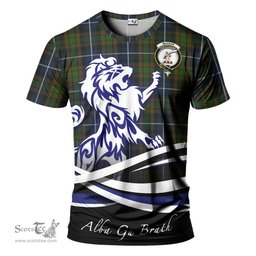 ScotsTee Shop Scottish MacRae Hunting Clan Crest Tartan T Shirt Alba Gu Brath Regal Lion Emblem