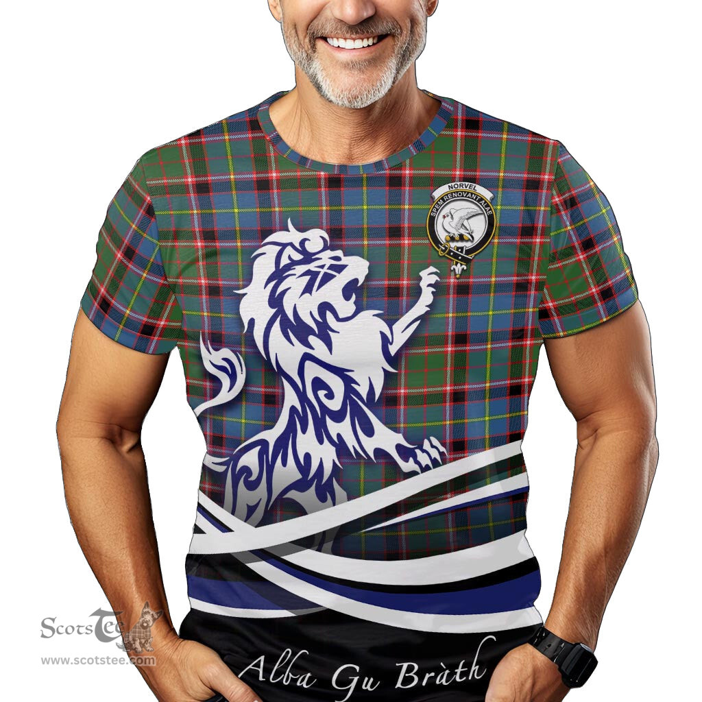 ScotsTee Shop Scottish Norvel Clan Crest Tartan T Shirt Alba Gu Brath Regal Lion Emblem