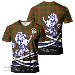 ScotsTee Shop Scottish Menzies Green Modern Clan Crest Tartan T Shirt Alba Gu Brath Regal Lion Emblem