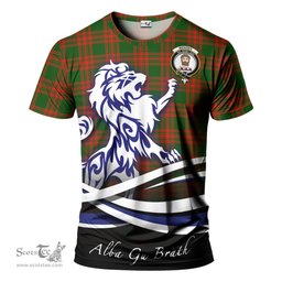 ScotsTee Shop Scottish Menzies Green Modern Clan Crest Tartan T Shirt Alba Gu Brath Regal Lion Emblem
