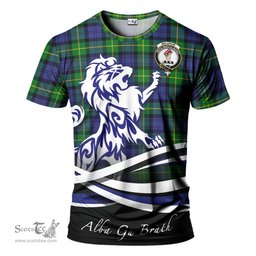 ScotsTee Shop Scottish Meldrum Clan Crest Tartan T Shirt Alba Gu Brath Regal Lion Emblem