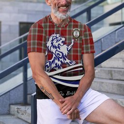 ScotsTee Shop Scottish MacLean of Duart Dress Red Clan Crest Tartan T Shirt Alba Gu Brath Regal Lion Emblem