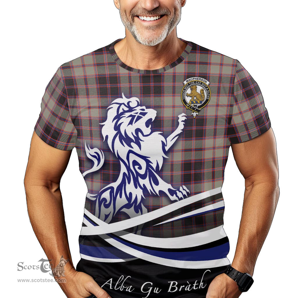 ScotsTee Shop Scottish MacPherson Hunting Ancient Clan Crest Tartan T Shirt Alba Gu Brath Regal Lion Emblem