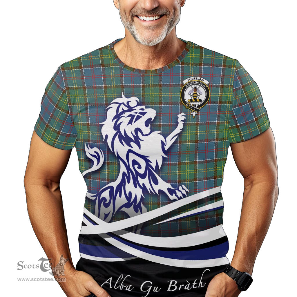 ScotsTee Shop Scottish Whitelaw Clan Crest Tartan T Shirt Alba Gu Brath Regal Lion Emblem