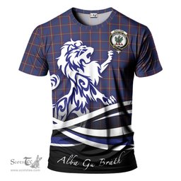 ScotsTee Shop Scottish MacLaine of Lochbuie Clan Crest Tartan T Shirt Alba Gu Brath Regal Lion Emblem