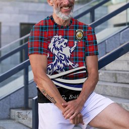 ScotsTee Shop Scottish MacTavish Modern Clan Crest Tartan T Shirt Alba Gu Brath Regal Lion Emblem