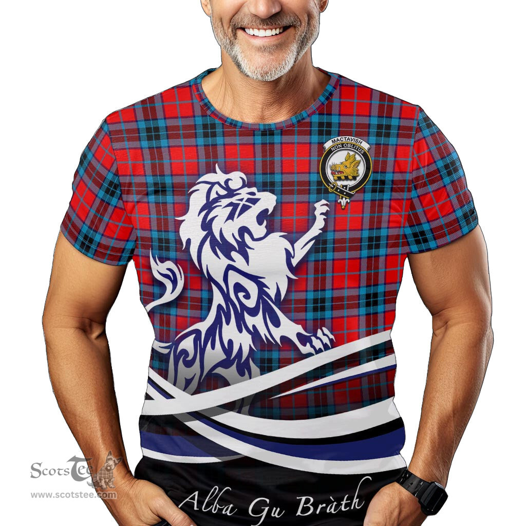 ScotsTee Shop Scottish MacTavish Modern Clan Crest Tartan T Shirt Alba Gu Brath Regal Lion Emblem