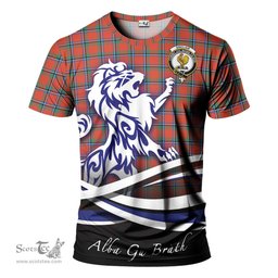 ScotsTee Shop Scottish Sinclair Ancient Clan Crest Tartan T Shirt Alba Gu Brath Regal Lion Emblem