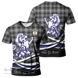 ScotsTee Shop Scottish MacLean Black and White Clan Crest Tartan T Shirt Alba Gu Brath Regal Lion Emblem