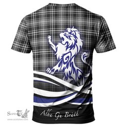 ScotsTee Shop Scottish MacLean Black and White Clan Crest Tartan T Shirt Alba Gu Brath Regal Lion Emblem