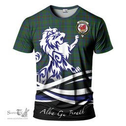ScotsTee Shop Scottish Moncrieff of Atholl Clan Crest Tartan T Shirt Alba Gu Brath Regal Lion Emblem