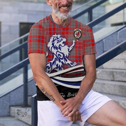 ScotsTee Shop Scottish Moubray Clan Crest Tartan T Shirt Alba Gu Brath Regal Lion Emblem