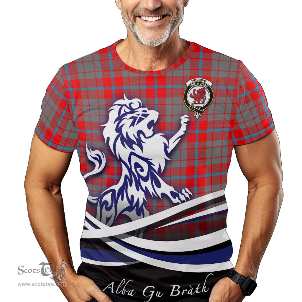 ScotsTee Shop Scottish Moubray Clan Crest Tartan T Shirt Alba Gu Brath Regal Lion Emblem