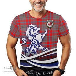 ScotsTee Shop Scottish Moubray Clan Crest Tartan T Shirt Alba Gu Brath Regal Lion Emblem