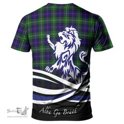 ScotsTee Shop Scottish MacThomas Modern Clan Crest Tartan T Shirt Alba Gu Brath Regal Lion Emblem