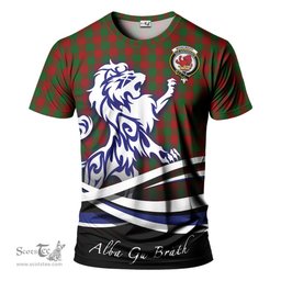 ScotsTee Shop Scottish Moncrieff Clan Crest Tartan T Shirt Alba Gu Brath Regal Lion Emblem