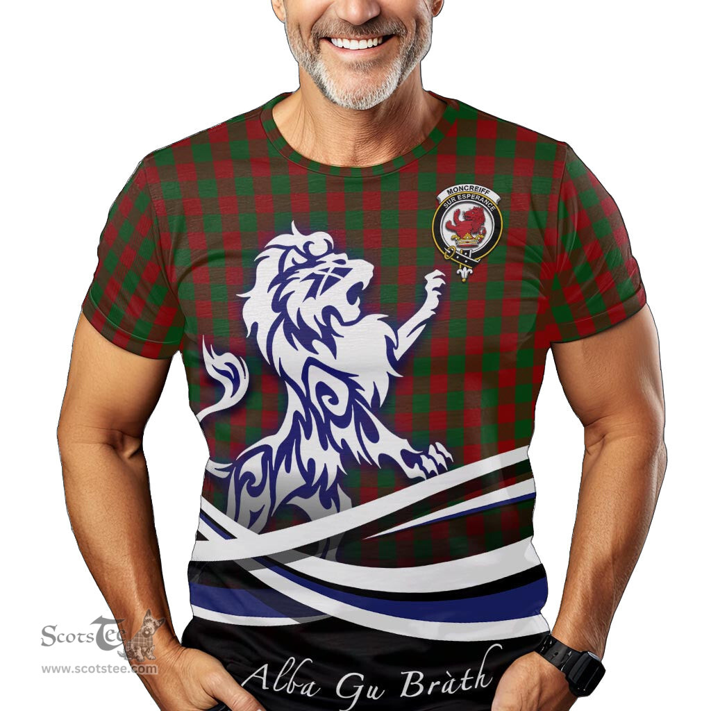 ScotsTee Shop Scottish Moncrieff Clan Crest Tartan T Shirt Alba Gu Brath Regal Lion Emblem