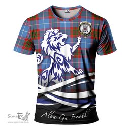 ScotsTee Shop Scottish Spalding Clan Crest Tartan T Shirt Alba Gu Brath Regal Lion Emblem
