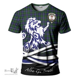 ScotsTee Shop Scottish Robertson Hunting Clan Crest Tartan T Shirt Alba Gu Brath Regal Lion Emblem