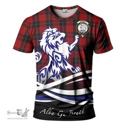 ScotsTee Shop Scottish Ramsay Clan Crest Tartan T Shirt Alba Gu Brath Regal Lion Emblem