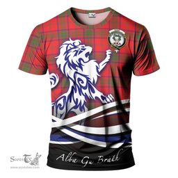 ScotsTee Shop Scottish Ross Modern Clan Crest Tartan T Shirt Alba Gu Brath Regal Lion Emblem