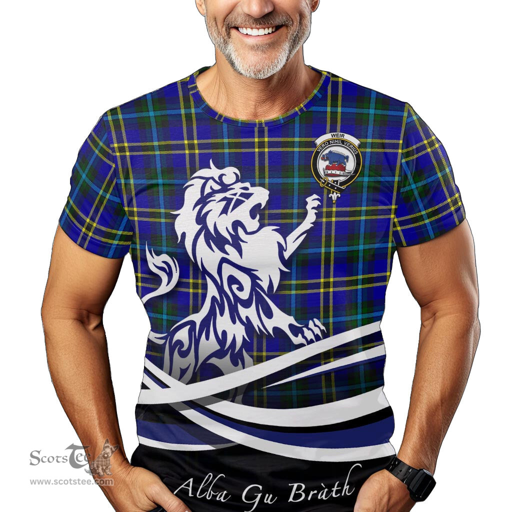 ScotsTee Shop Scottish Weir Modern Clan Crest Tartan T Shirt Alba Gu Brath Regal Lion Emblem