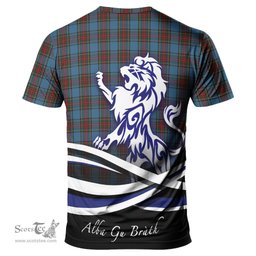 ScotsTee Shop Scottish Stewart Royal Blue Clan Crest Tartan T Shirt Alba Gu Brath Regal Lion Emblem
