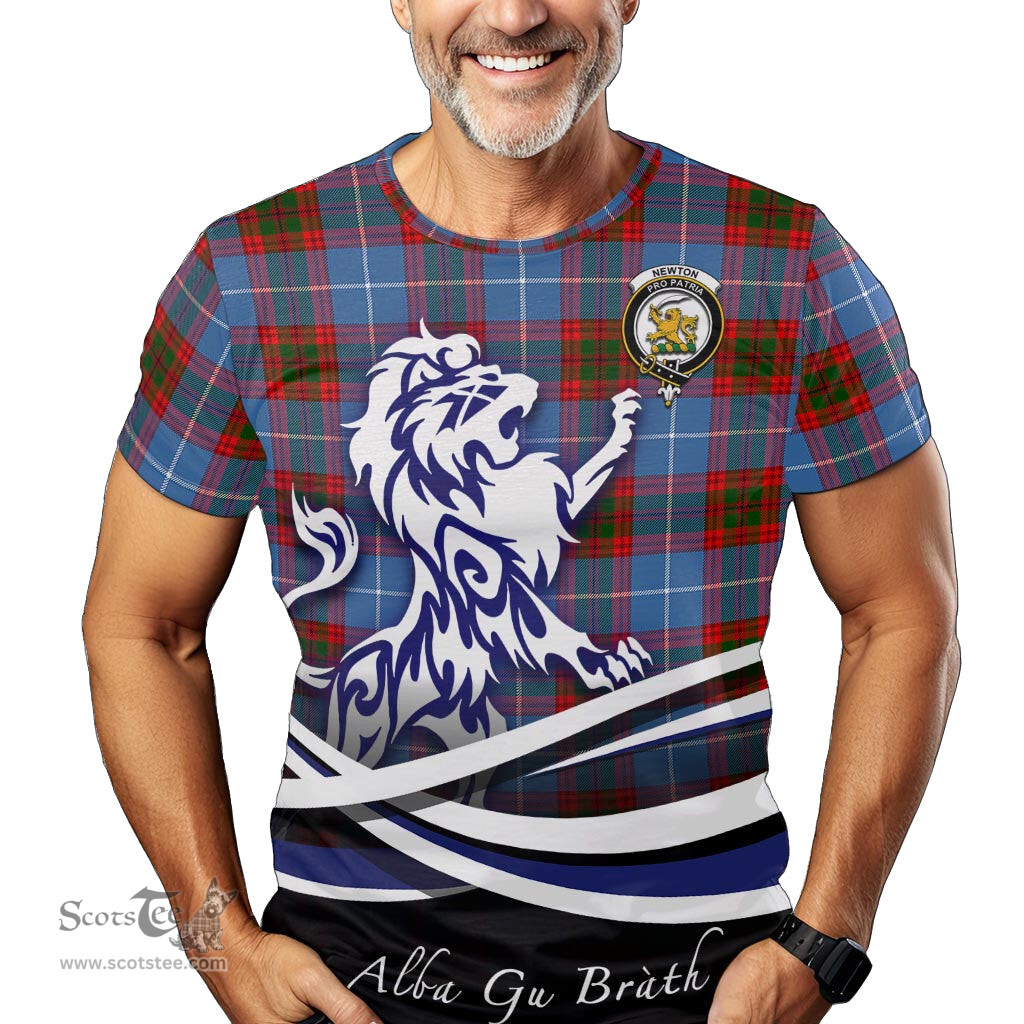 ScotsTee Shop Scottish Newton Clan Crest Tartan T Shirt Alba Gu Brath Regal Lion Emblem