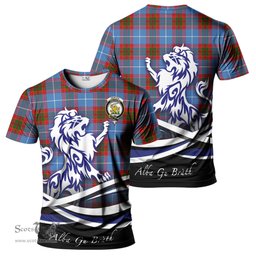 ScotsTee Shop Scottish Newton Clan Crest Tartan T Shirt Alba Gu Brath Regal Lion Emblem