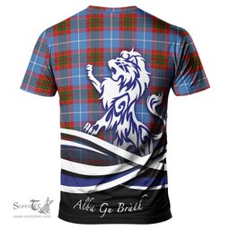 ScotsTee Shop Scottish Newton Clan Crest Tartan T Shirt Alba Gu Brath Regal Lion Emblem