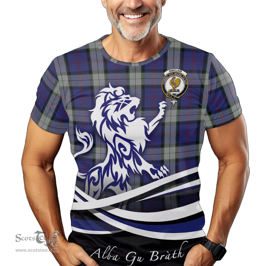 ScotsTee Shop Scottish Sinclair Dress Clan Crest Tartan T Shirt Alba Gu Brath Regal Lion Emblem