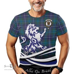 ScotsTee Shop Scottish Sandilands Clan Crest Tartan T Shirt Alba Gu Brath Regal Lion Emblem