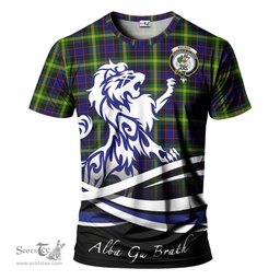 ScotsTee Shop Scottish Watson Modern Clan Crest Tartan T Shirt Alba Gu Brath Regal Lion Emblem
