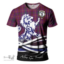 ScotsTee Shop Scottish McCall (Caithness) Clan Crest Tartan T Shirt Alba Gu Brath Regal Lion Emblem