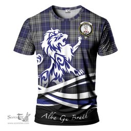 ScotsTee Shop Scottish Napier Clan Crest Tartan T Shirt Alba Gu Brath Regal Lion Emblem