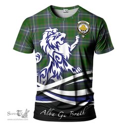 ScotsTee Shop Scottish Pringle Clan Crest Tartan T Shirt Alba Gu Brath Regal Lion Emblem