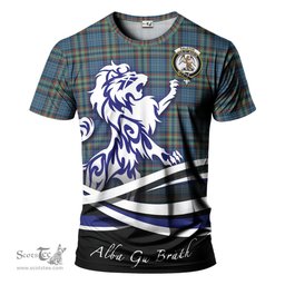 ScotsTee Shop Scottish Ralston UK Clan Crest Tartan T Shirt Alba Gu Brath Regal Lion Emblem