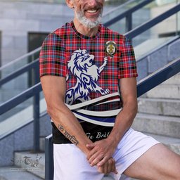 ScotsTee Shop Scottish Udny Clan Crest Tartan T Shirt Alba Gu Brath Regal Lion Emblem