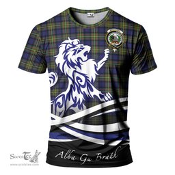 ScotsTee Shop Scottish MacLaren Modern Clan Crest Tartan T Shirt Alba Gu Brath Regal Lion Emblem