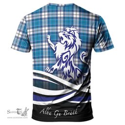 ScotsTee Shop Scottish Roberton Clan Crest Tartan T Shirt Alba Gu Brath Regal Lion Emblem